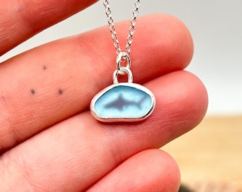 Small Sea Glass Shark Pendent | Sterling silver | Isle of Wight Beach Glass