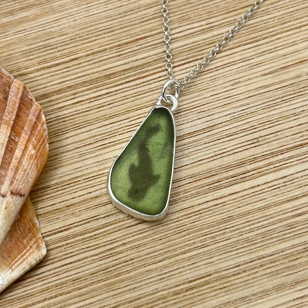 Sea Glass Whale Shark Pendent | Sterling silver | Isle of Wight Beach Glass