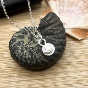 Tiny Ammonite Recycled Sterling Silver Pendent | Handmade