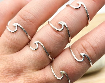 Sterling Silver Wave Ring | Handmade | Hammered Silver Ring
