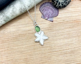 Mother of Pearl & Sea Glass Sterling Silver Charm