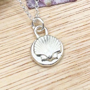 Tiny Sterling Silver Shell Pendent | 18” Chain | Handmade