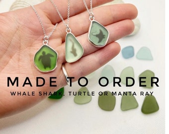 Made to Order Sea Glass Silhouette Pendant | Ocean Creature | Spiral Necklace