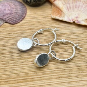 Blue Sea Glass Hoop Earrings Handmade Sterling Silver image 2