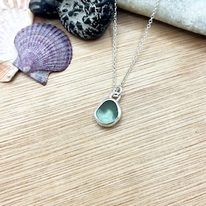 Small Sterling Silver Sea Glass Wave Pendant - Isle of Wight Necklace