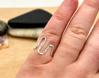 Handmade Sterling Silver Wave Ring, Recycled Silver, UK Size J