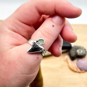 Fossilised SharkTooth Ring | Recycled Sterling Silver | UK size U