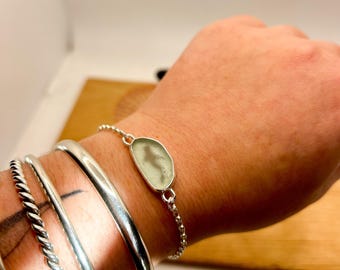 Whale Shark Sea Glass Charm Bracelet | Sterling Silver, Isle of Wight