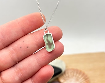 Small Sea Glass Whale Shark Silhouette Pendent | Sterling Silver | Handmade |