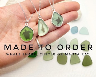 Made to Order Sea Glass Silhouette Pendant | Ocean Creature | Spiral Necklace