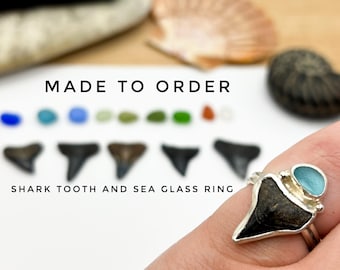Made to Order Shark Tooth & Sea Glass Ring