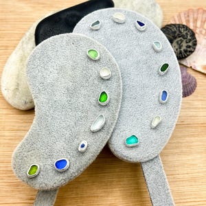 Sea Glass Labret Stud | Sterling Silver Beach Glass Screw Front Flat Back Earring