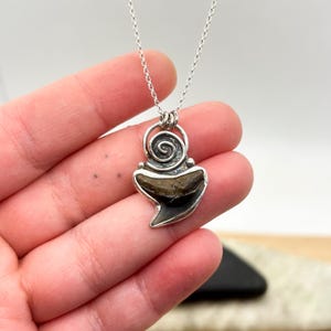 Silver Fossilised Shark Tooth Necklace | Silver Fossil Pendant