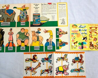Unused 3 Piece Assortment Of Advertising Circus Cut-Outs