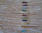 Birthstone Bracelet, 14K GF Dainty Bracelet, 14K Gold Filled Bracelet, Minimal Bar Bracelet, Genuine Gemstone Bracelet, Gift For Her