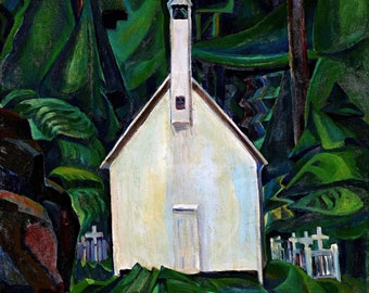 Pintura de la Iglesia de las Primeras Naciones de Emily Carr Reproducción de arte