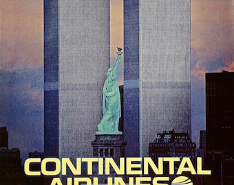 Continental Airlines New York Vintage Airline Travel Poster Reproduction