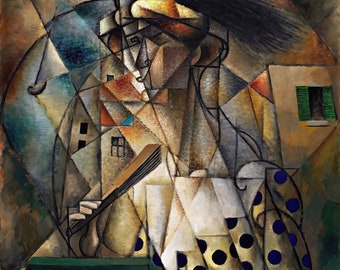 Reproducción de pintura Mujer con abanico de Jean Metzinger