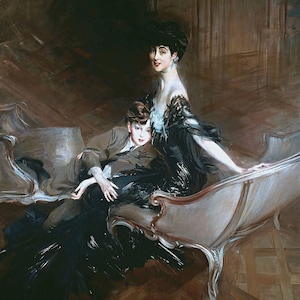 Consuelo Vanderbilt, Duchess of Marlborough, and Her Son, Lord Ivor Spencer-Churchill Painting by Giovanni Boldini Reproduction