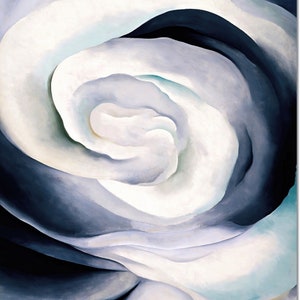 Stretched Canvas - Abstraction White Rose Painting by Georgia O'Keeffe - Art Reproduction Giclee