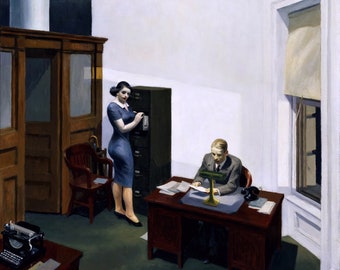 Pintura de oficina nocturna por Edward Hopper Art Reproduction