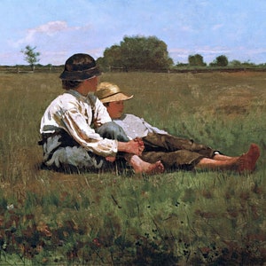 Boys in a Pasture Painting by Winslow Homer Art Reproduction