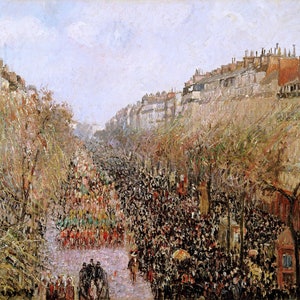 Boulevard Montmartre Mardi Gras Paris Painting by Camille Pissaro Reproduction