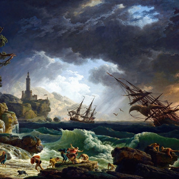 A Shipwreck in Stormy Seas Painting by Claude Joseph Vernet Art Reproduction