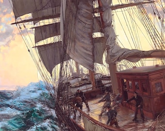 Recorte de las velas Pintura de Montague Dawson Reproducción