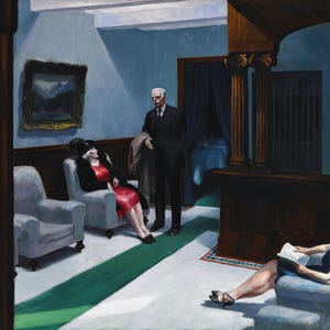 Hotel Lobby Painting by Edward Hopper Reproduction