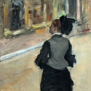 Woman Viewed from Behind (Visit to a Museum) Painting by Edgar Degas Reproduction