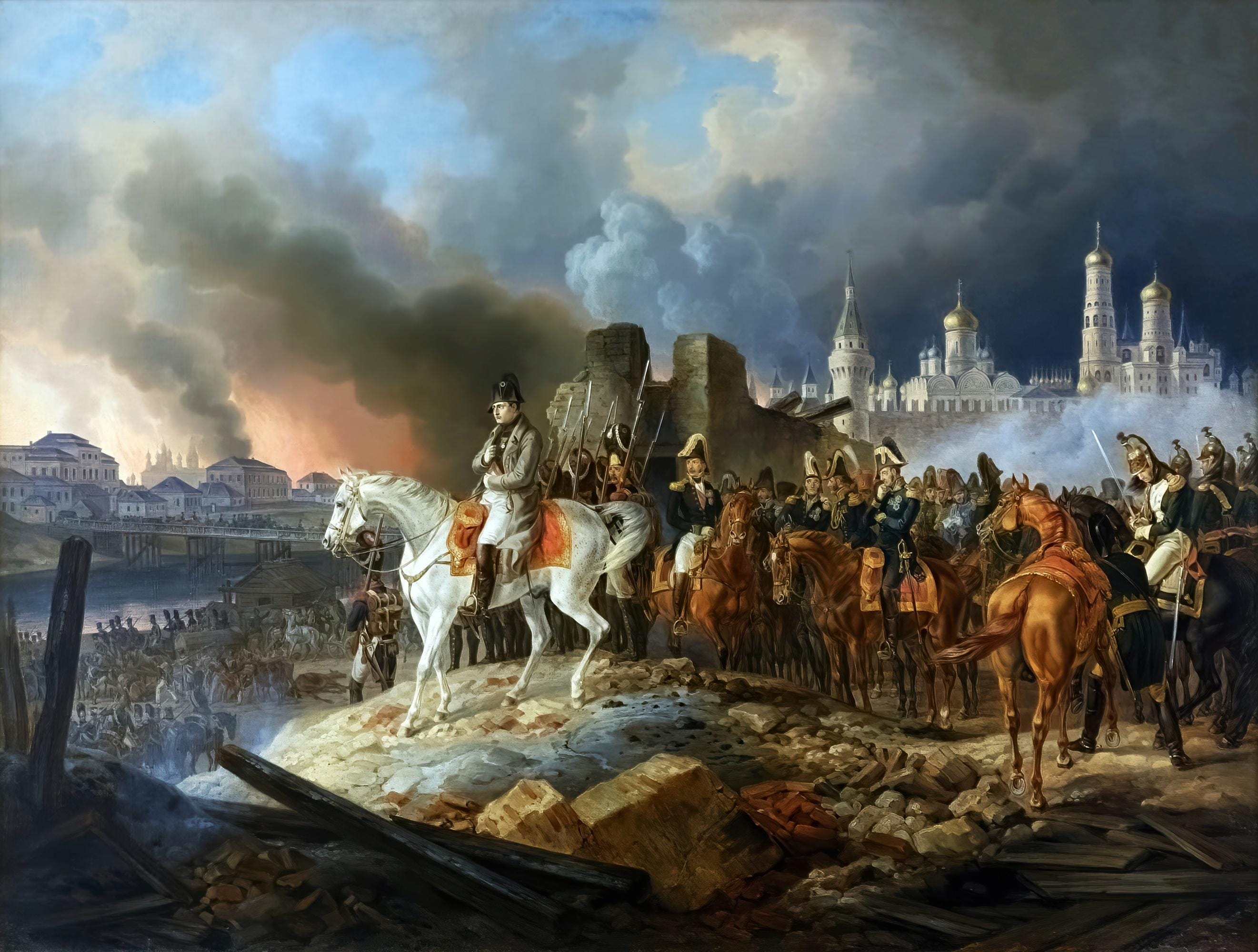 Adam Albrecht Napoleon Burning Moscow Painting Reproduction