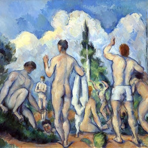 Bathers Painting by Paul Cezanne Reproduction