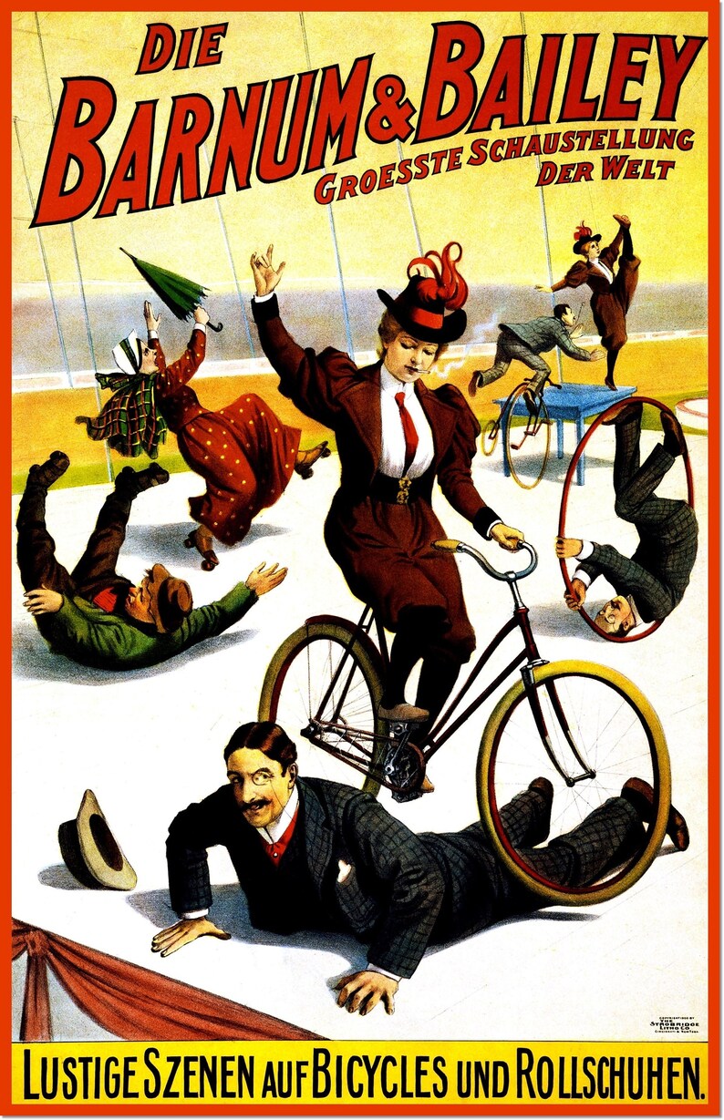 Barnum & Bailey Circus Bicycles and Skates Poster Reproduction | Etsy