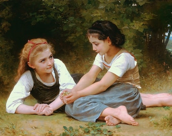 The Nut Gatherers Painting by William-Adolphe Bouguereau Art Print Reproduction