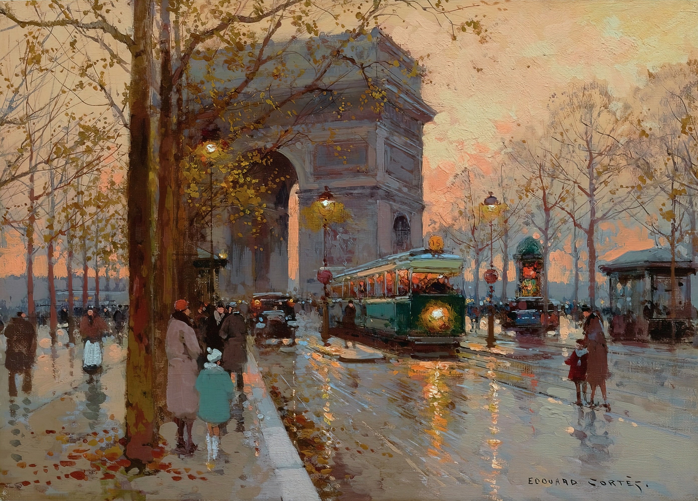 Arc De Triomphe and Avenue Friedland Painting by Edouard Leon