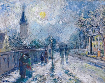 All Saints Church Painting by Camille Pissarro Reproduction