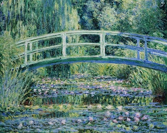 Water Lilies and Japanese Bridge Painting by Claude Oscar Monet Reproduction