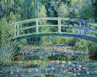 Pintura de nenúfares y puente japonés de Claude Oscar Monet Reproducción