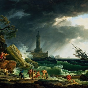 Storm on Mediterranean Coast Painting by Claude-Joseph Vernet Art Reproduction