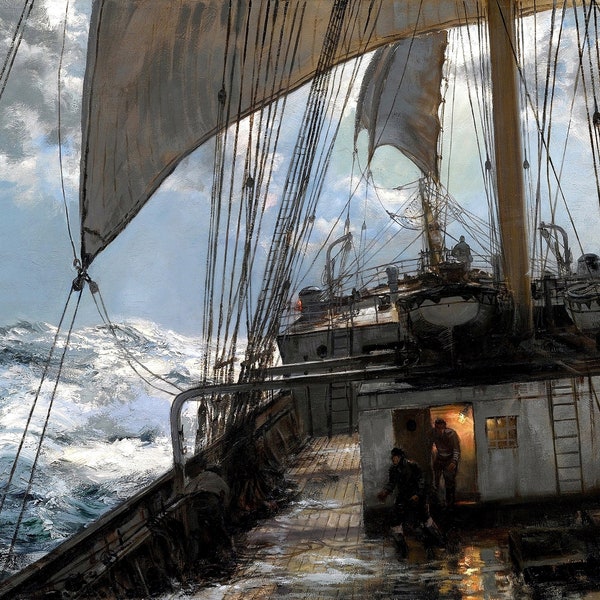 Nacht auf See Gemälde von Montague Dawson Reproduktion