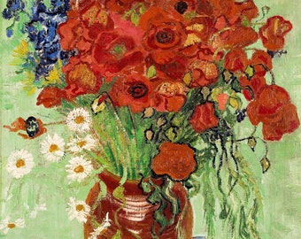 Still Life Vase with Daises and Poppies Painting by Vincent van Gogh Reproduction