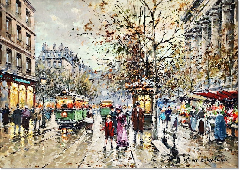 Art Reproduction Giclee Madeleine Painting by Antoine Blanchard Flower Walk Stretched Canvas