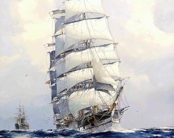 The Square Rigged Wool Clipper Argonaut Painting by John 'Jack' Robert Charles Spurling Reproduction