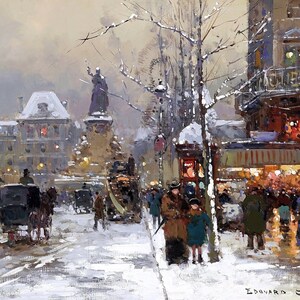 Place de la République Painting by Edouard Leon Cortes Reproduction