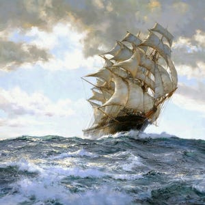 Reproducción del cuadro "El barco orgulloso" de Montague Dawson