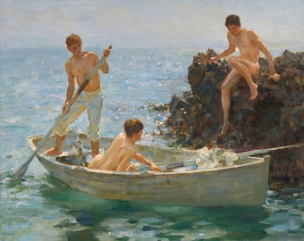 The Bathing Cove Painting by Henry Scott Tuke Art Reproduction