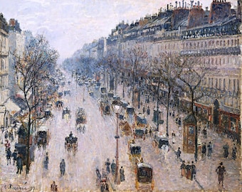 The Boulevard Montmartre on a Winter Morning Paris Painting by Camille Pissaro Reproduction