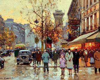 Le Cafe Biard a la Porte Saint Denis, París Pintura de Edouard Leon Cortes Reproducción