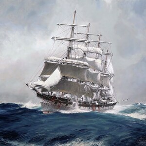 The Four Masted Wool Clipper Port Jackson Schilderij door John 'Jack' Robert Charles Spurling Reproductie